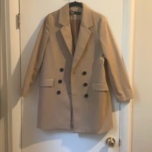 Zara tan herringbone pea coat